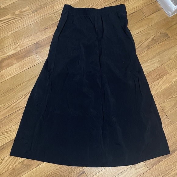 MAX STUDIO Black Pull On A Line Swing Lightweight Midi Skirt Pockets Women's L - Picture 6 of 6